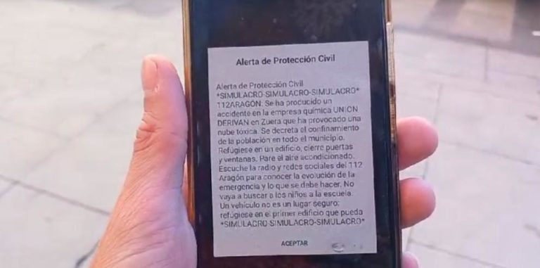 Zuera realiza un simulacro de emergencia química organizado por el 112 Aragón